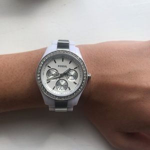 White Fossil Watch